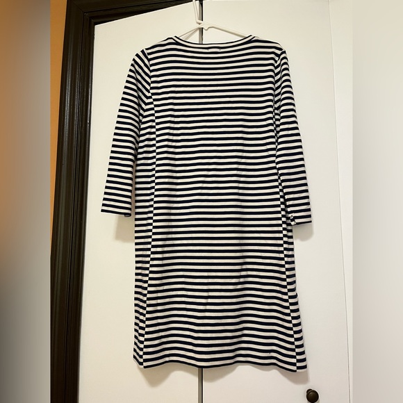 J. Crew Maritime Striped White Blue Knit Fall T-shirt Shift Dress Nautical - Picture 3 of 3